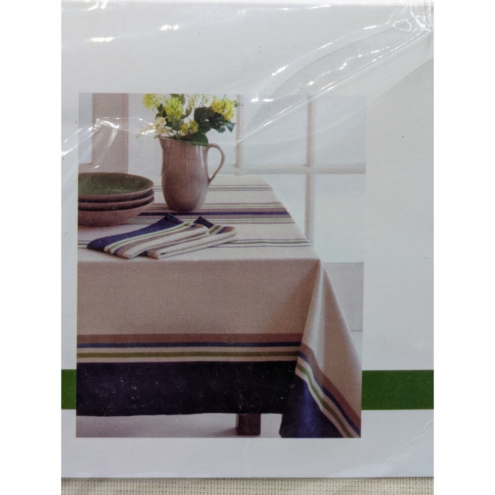 Living Quarters Tate Oblong Blue Tablecloth 52” X 70” Brand New